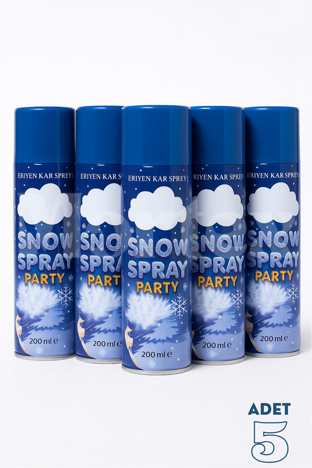 5'li Eriyen Kar Spreyi 200ml Büyük Boy - Düğün, Kına, Parti, Bekarlığa Veda, Şov Köpüğü