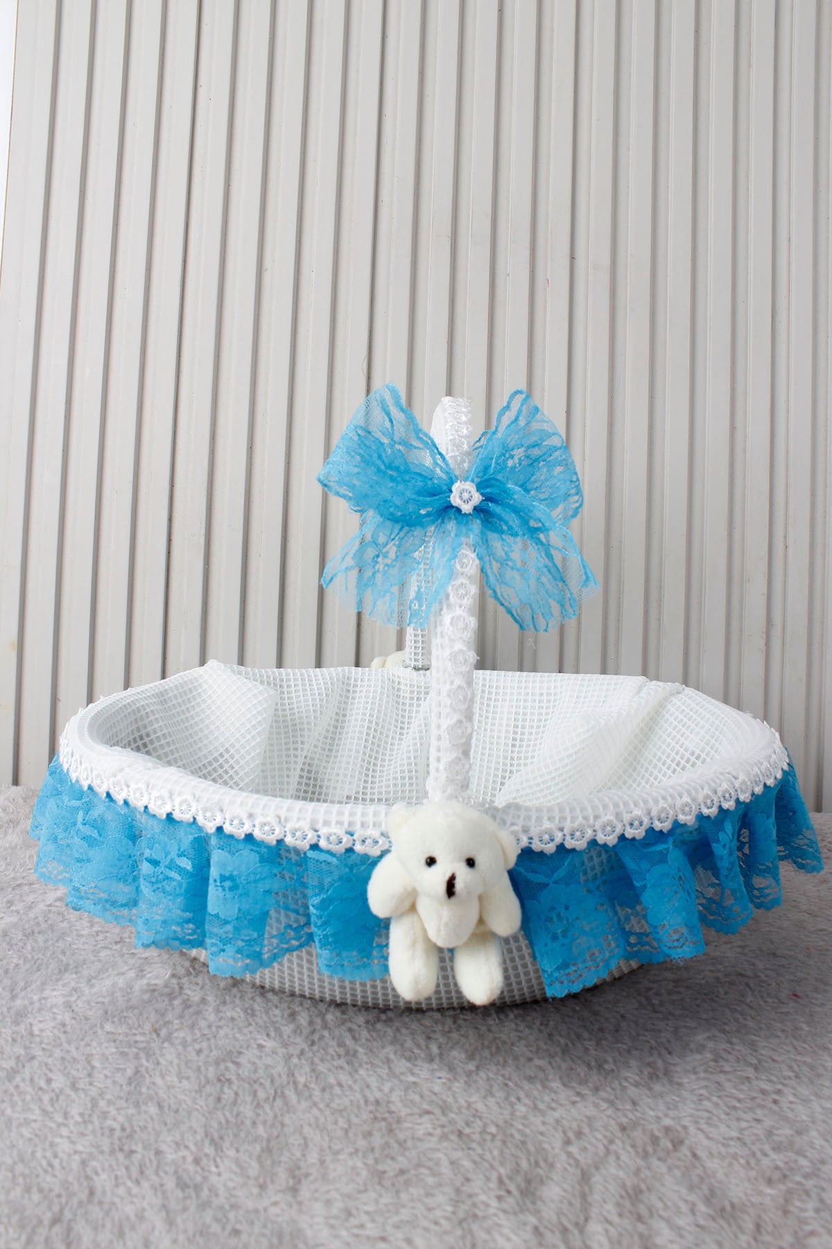 Dantelli Ayıcıklı Bebek Sepeti - Baby Shower, Yeni Doğan, Mevlüt, Kırk Uçurma, Hediyelik