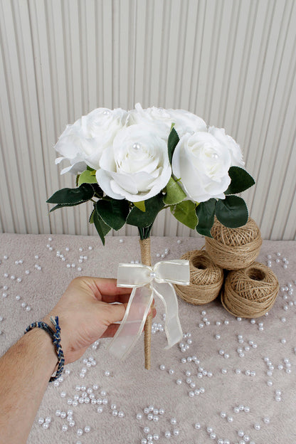 Beyaz Gül Çiçekli Gelin Çiçeği, Buketi – Nişan, Söz, Düğün, Nikah, Kına, Fotoğraf Çekimi