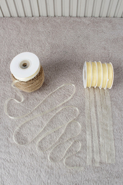 10 Adet Organze Tül Kurdele 1 cm 22 mt - Bohça, Nikah, Nişan, Çeyiz, Hediye, Süsleme, Parti
