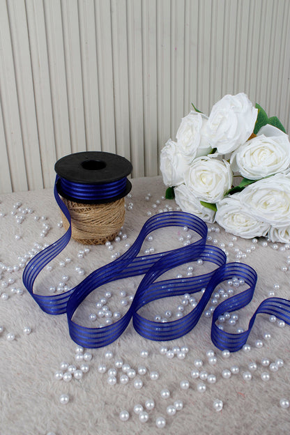 Hilton Çizgili Şifon Kurdele 2.5 cm 20 mt - Bohça, Nikah, Nişan, Çeyiz, Hediye, Süsleme, Parti