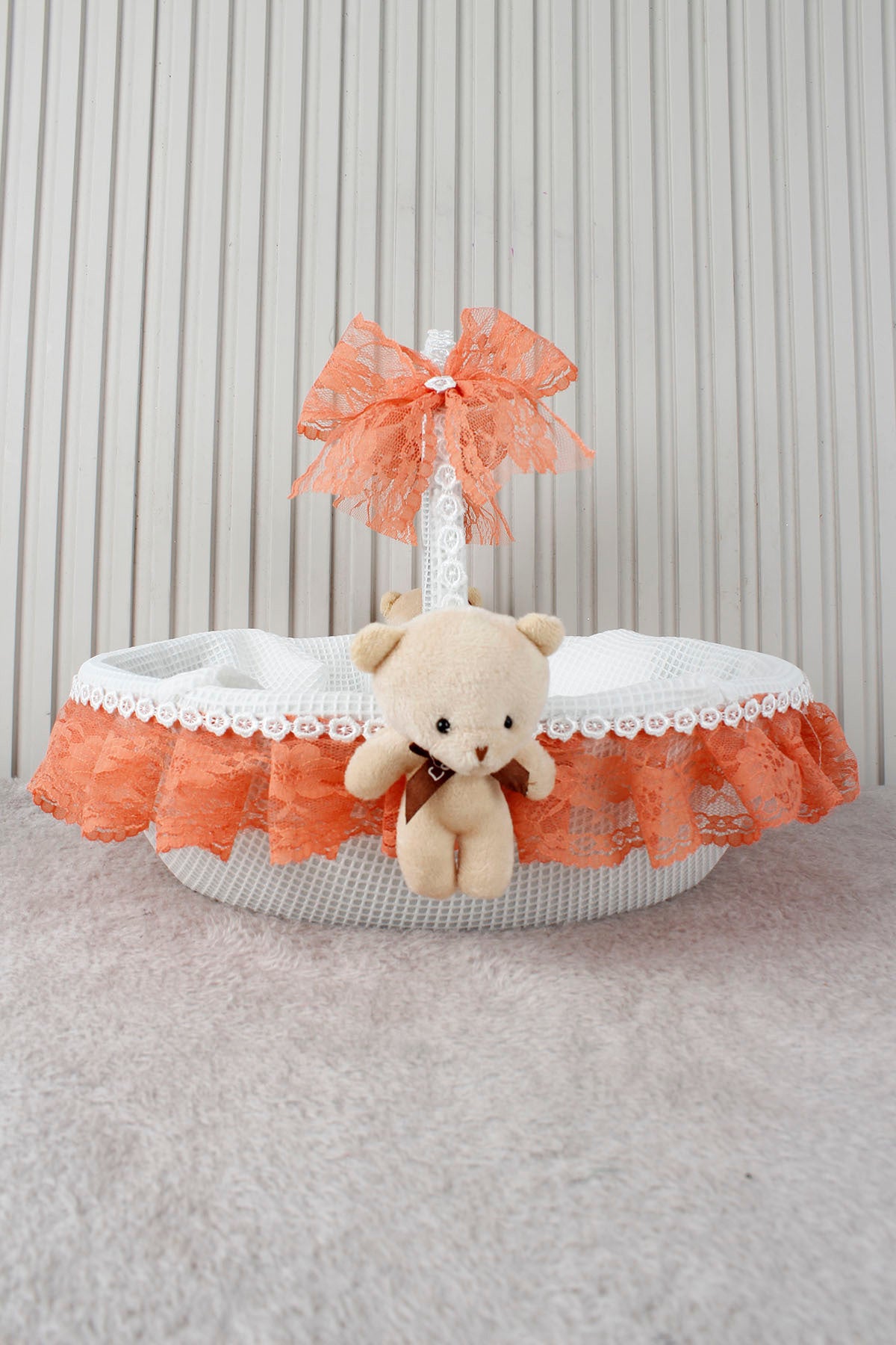 Dantelli Ayıcıklı Bebek Sepeti - Baby Shower, Yeni Doğan, Mevlüt, Kırk Uçurma, Hediyelik