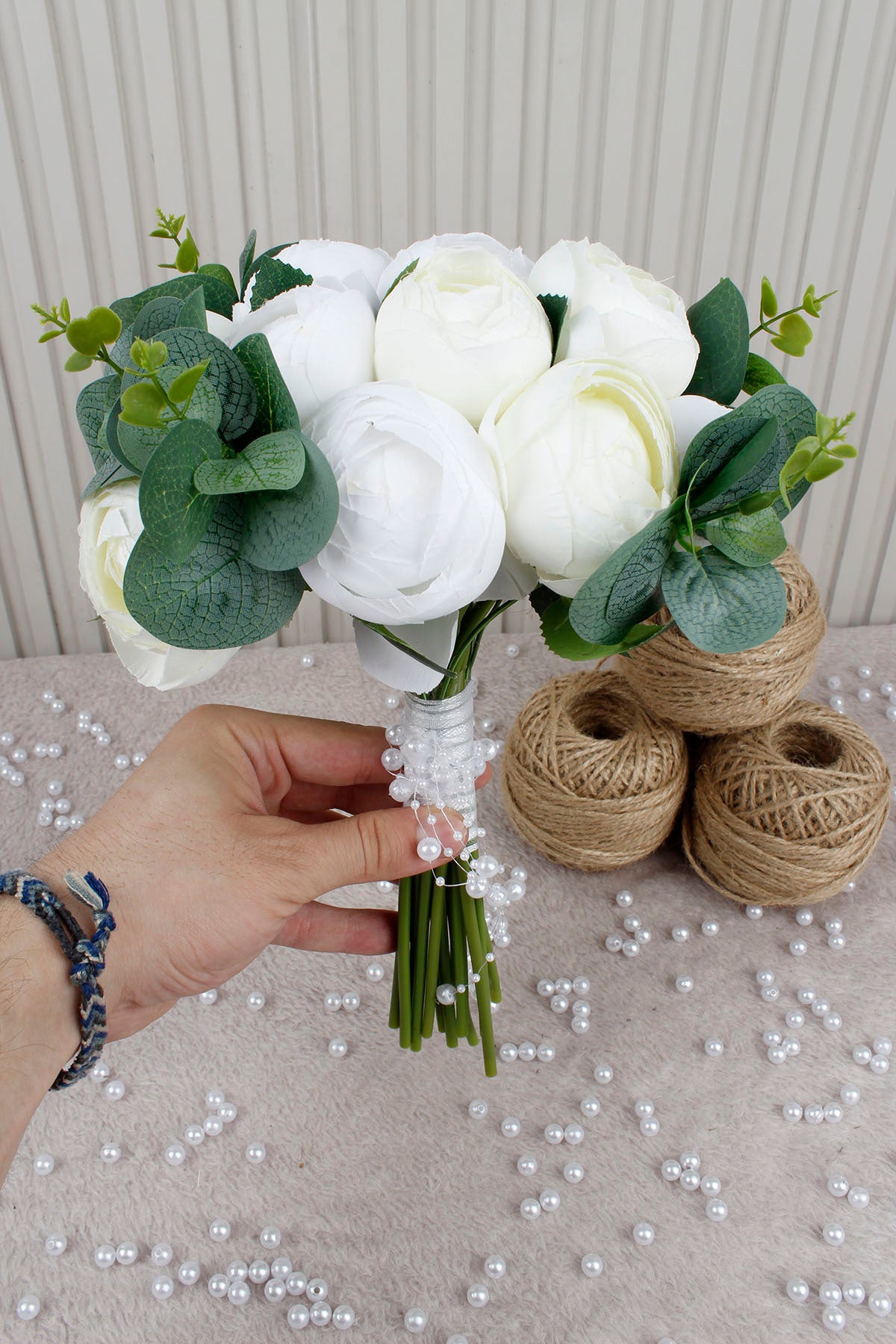 Beyaz Tomur Gül Çiçekli Gelin Çiçeği, Buketi – Nişan, Söz, Düğün, Nikah, Kına, Fotoğraf Çekimi