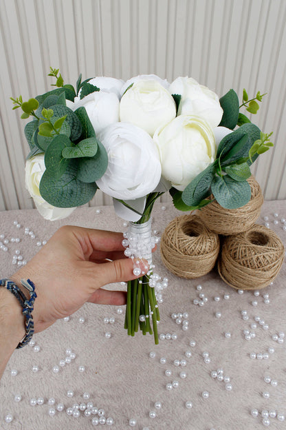 Beyaz Tomur Gül Çiçekli Gelin Çiçeği, Buketi – Nişan, Söz, Düğün, Nikah, Kına, Fotoğraf Çekimi