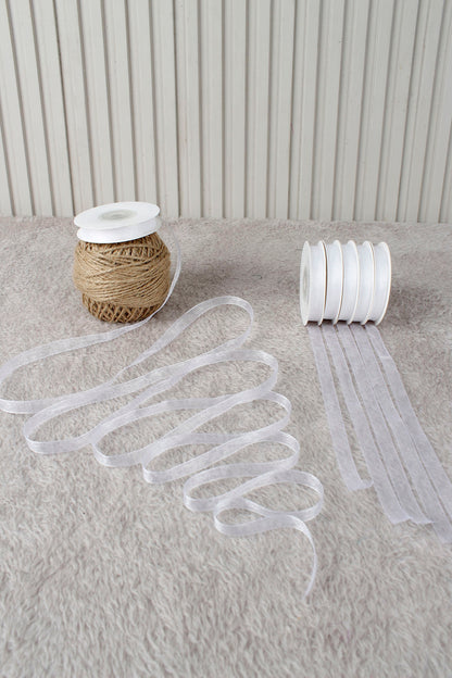 Organze Tül Kurdele 1 cm 22 mt - Bohça, Nikah, Nişan, Çeyiz, Hediye, Süsleme, Parti