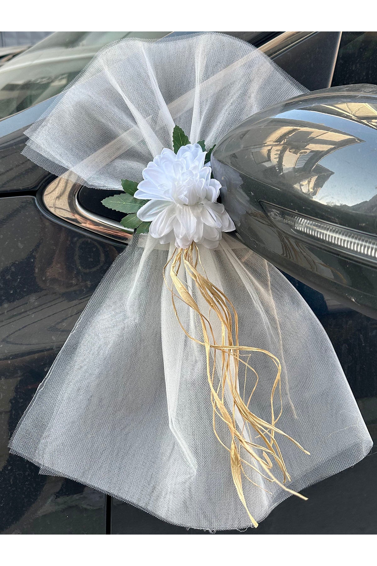 Beyaz Kasımpatı Çiçekli Düğün Arabası Süsü 5 Adet Gelin Arabası Konvoy Süsü, Bohça Süsü Düğün Sünnet