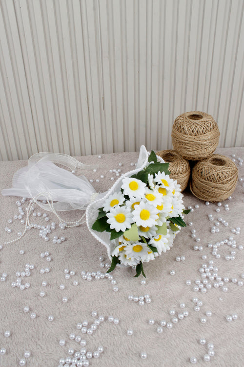 Beyaz Papatya Çiçekli Gelin Çiçeği, Buketi – Nişan, Söz, Düğün, Nikah, Kına, Fotoğraf Çekimi
