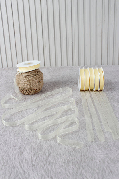 10 Adet Organze Tül Kurdele 1 cm 22 mt - Bohça, Nikah, Nişan, Çeyiz, Hediye, Süsleme, Parti