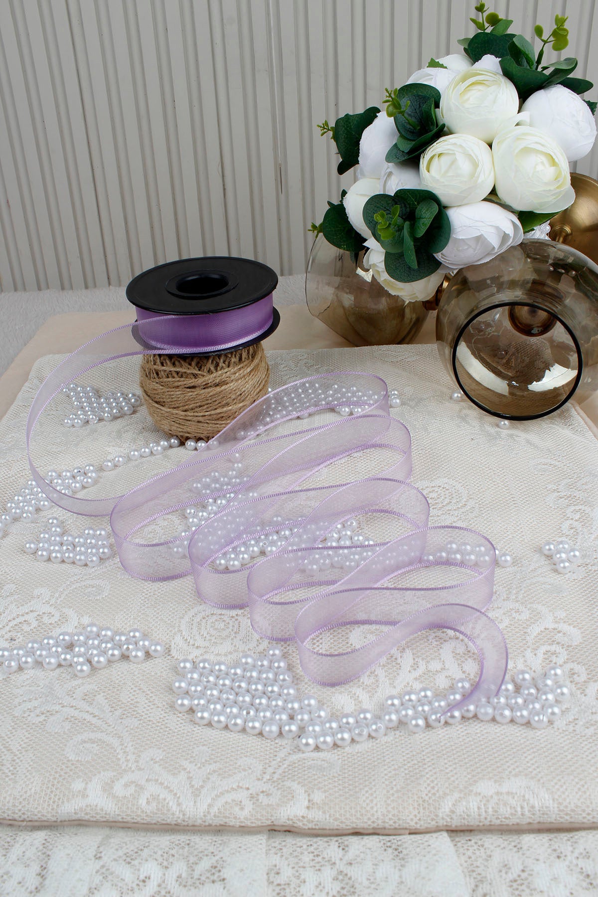 Şifon Kurdele 2.5 cm 20 mt - Bohça,Nikah,Nişan,Çeyiz,Hediye,Süsleme,Doğum Günü,Parti
