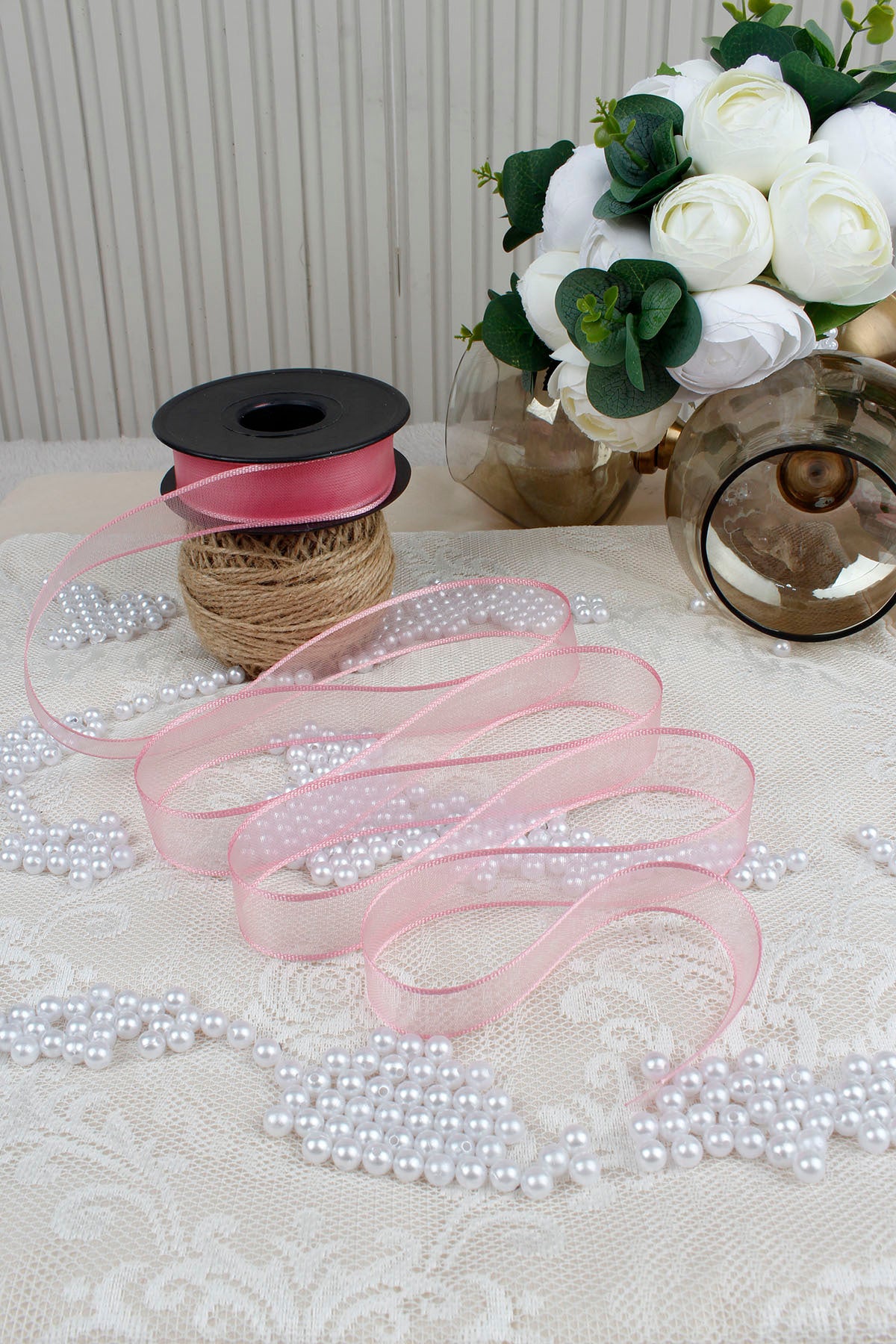 Şifon Kurdele 2.5 cm 20 mt - Bohça,Nikah,Nişan,Çeyiz,Hediye,Süsleme,Doğum Günü,Parti
