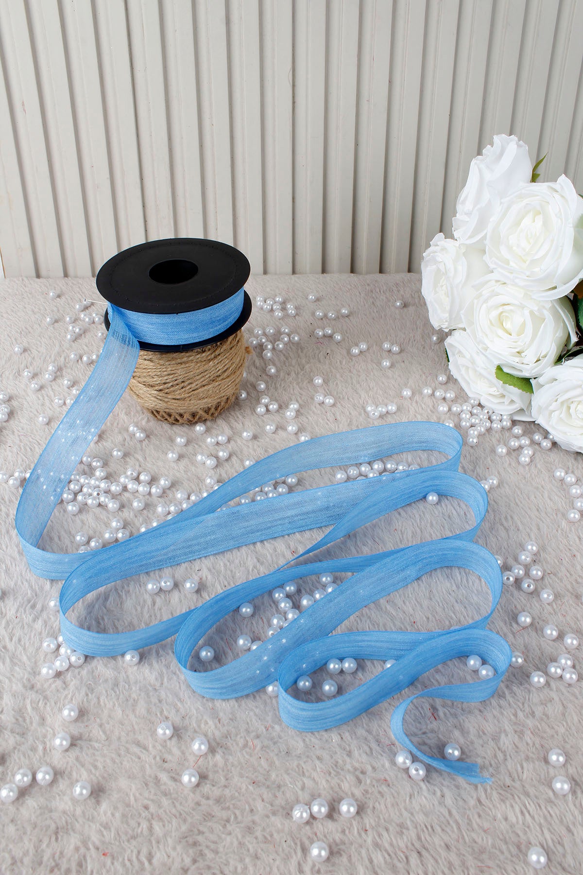 Kapiçino Napoli Keten Kurdele 2.5 cm 20 mt - Bohça, Nikah, Nişan, Çeyiz, Hediye, Süsleme, Parti