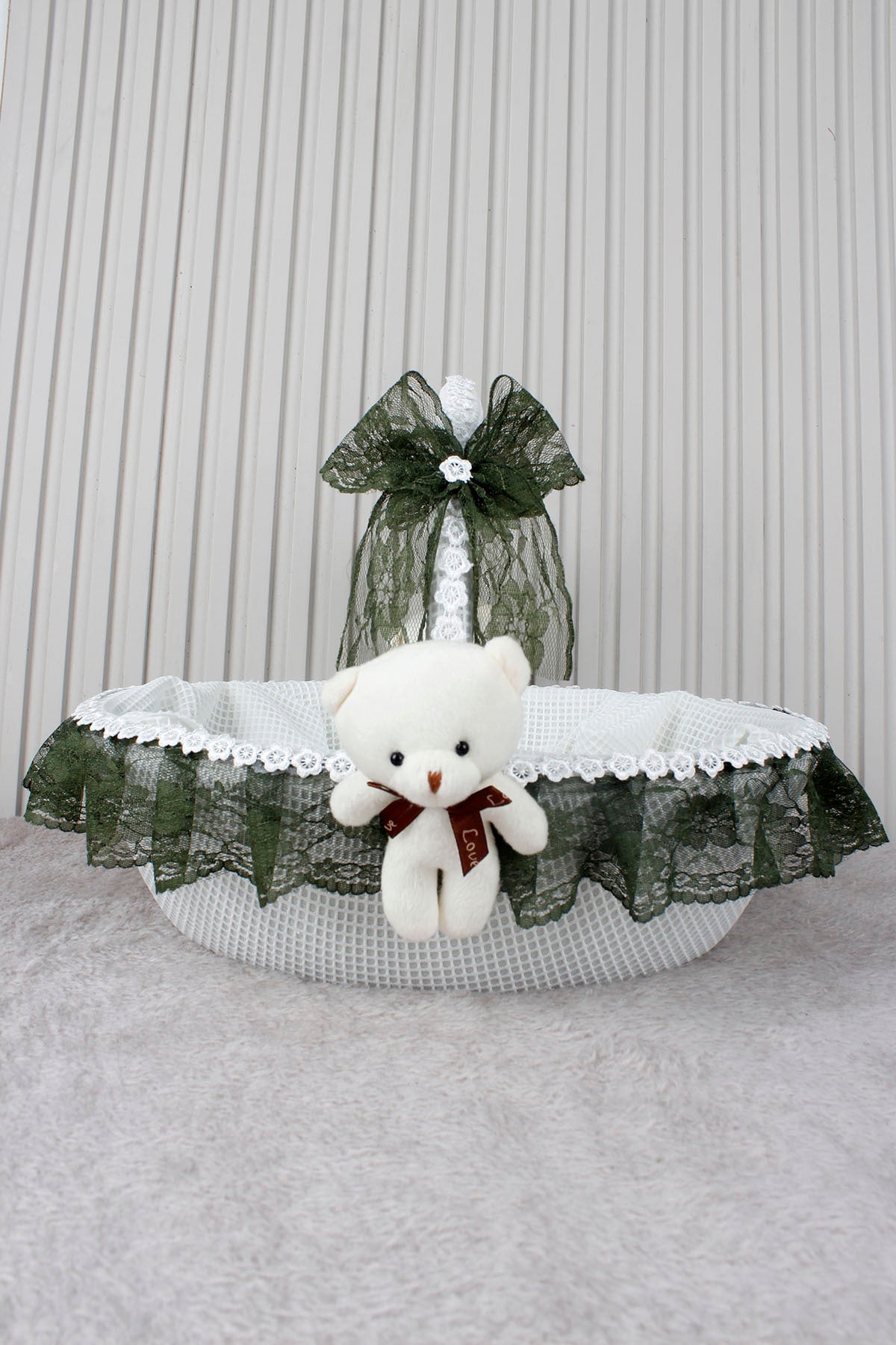 Dantelli Ayıcıklı Bebek Sepeti - Baby Shower, Yeni Doğan, Mevlüt, Kırk Uçurma, Hediyelik