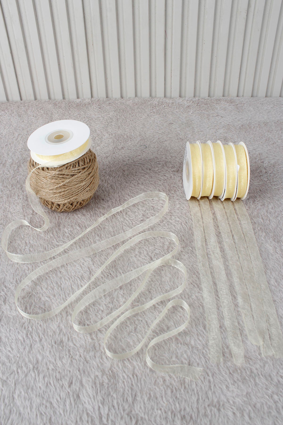 10 Adet Organze Tül Kurdele 1 cm 22 mt - Bohça, Nikah, Nişan, Çeyiz, Hediye, Süsleme, Parti