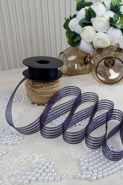 Hilton Çizgili Şifon Kurdele 2.5 cm 20 mt - Bohça, Nikah, Nişan, Çeyiz, Hediye, Süsleme, Parti