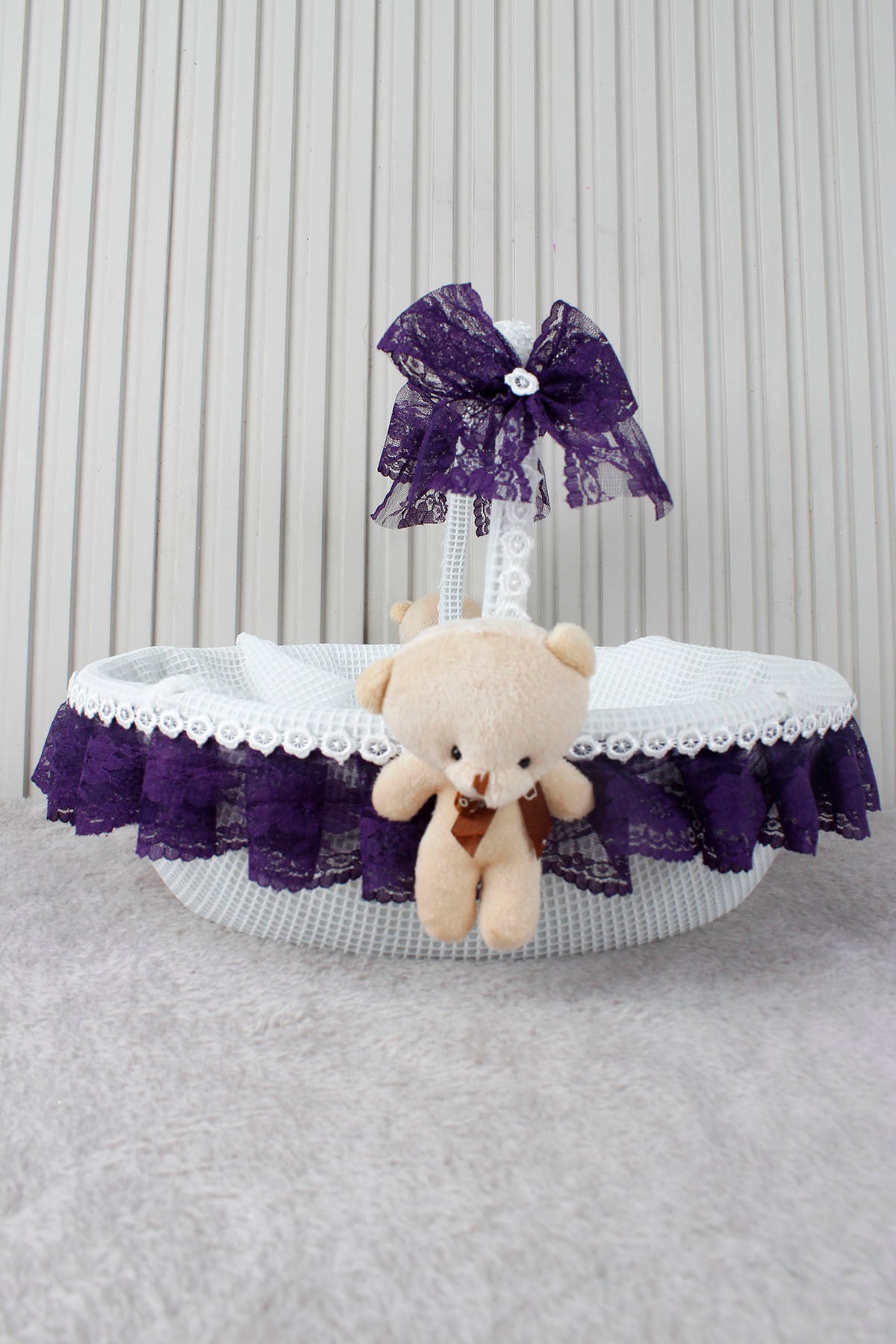 Dantelli Ayıcıklı Bebek Sepeti - Baby Shower, Yeni Doğan, Mevlüt, Kırk Uçurma, Hediyelik