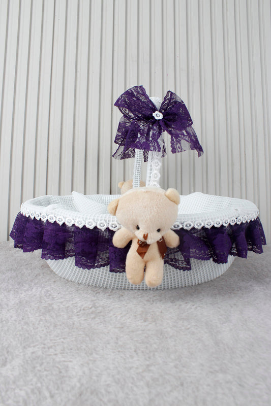 Dantelli Ayıcıklı Bebek Sepeti - Baby Shower, Yeni Doğan, Mevlüt, Kırk Uçurma, Hediyelik