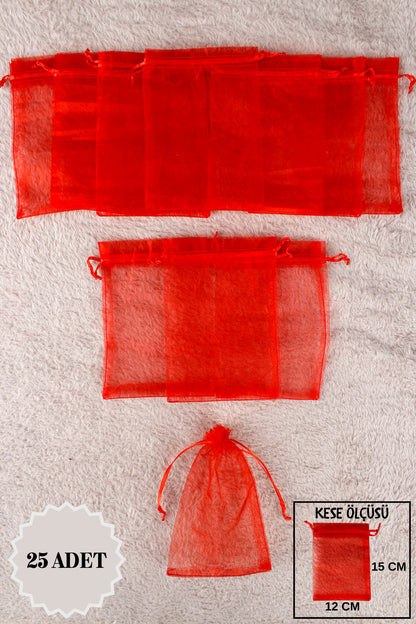 Pul Baskılı Tül Kese 10 Adet 24x34 Cm Kına, Havlu Terlik Seccade Çeyiz Hediye Yasin Yazma Bohça