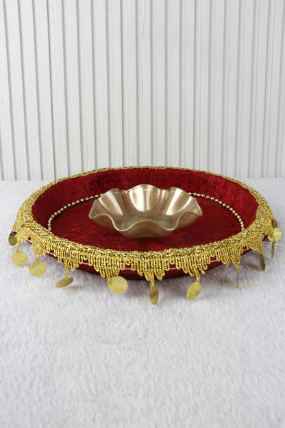 Kadife Kına Gecesi Tek Tepsi Altın Pullu Şeritli Düğün Nişan Söz Sünnet Kına Organizasyonları