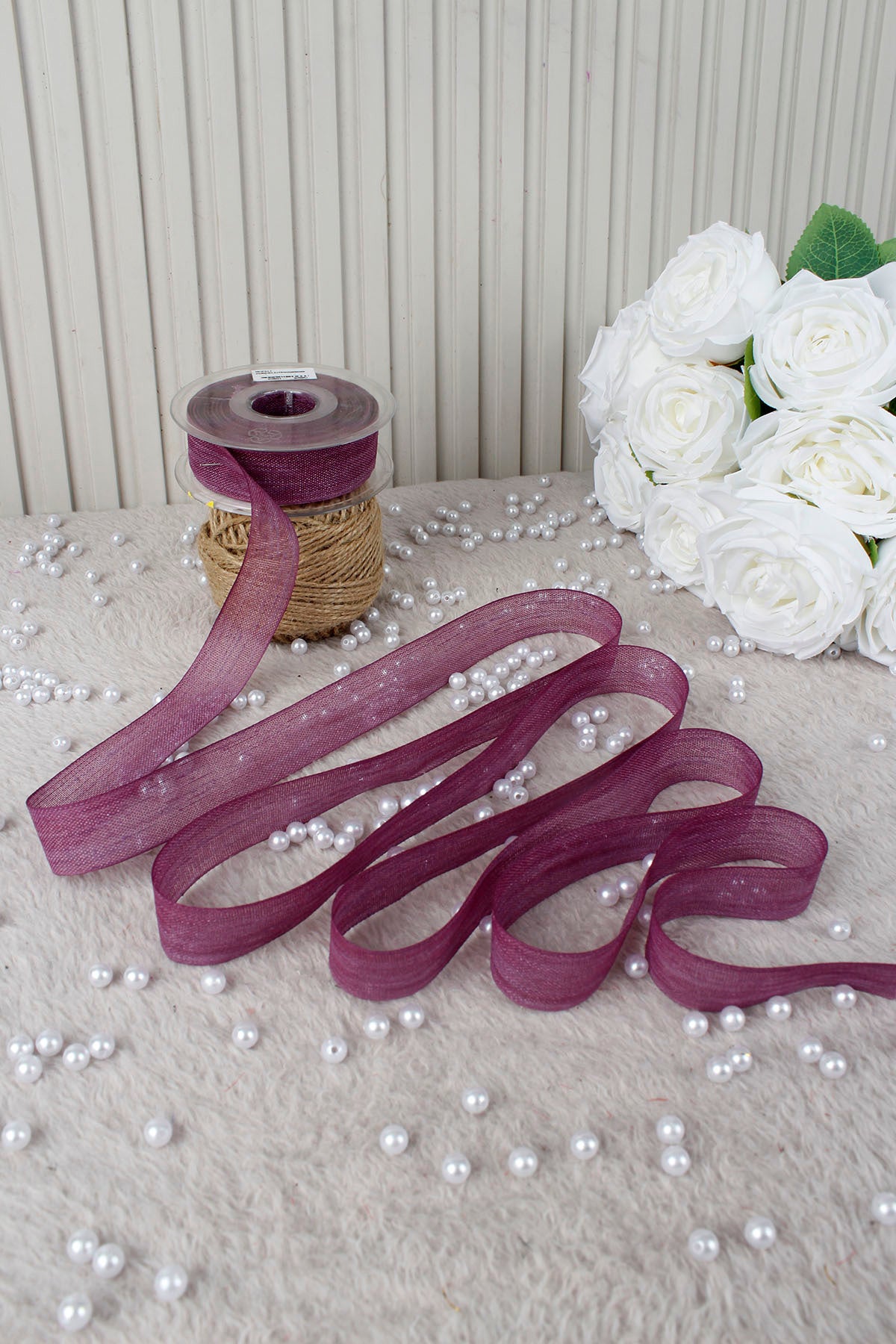 Kapiçino Napoli Keten Kurdele 2.5 cm 20 mt - Bohça, Nikah, Nişan, Çeyiz, Hediye, Süsleme, Parti