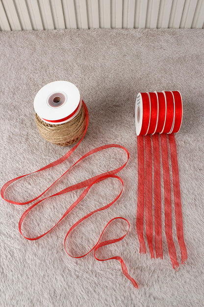 Organze Tül Kurdele 1 cm 22 mt - Bohça, Nikah, Nişan, Çeyiz, Hediye, Süsleme, Parti