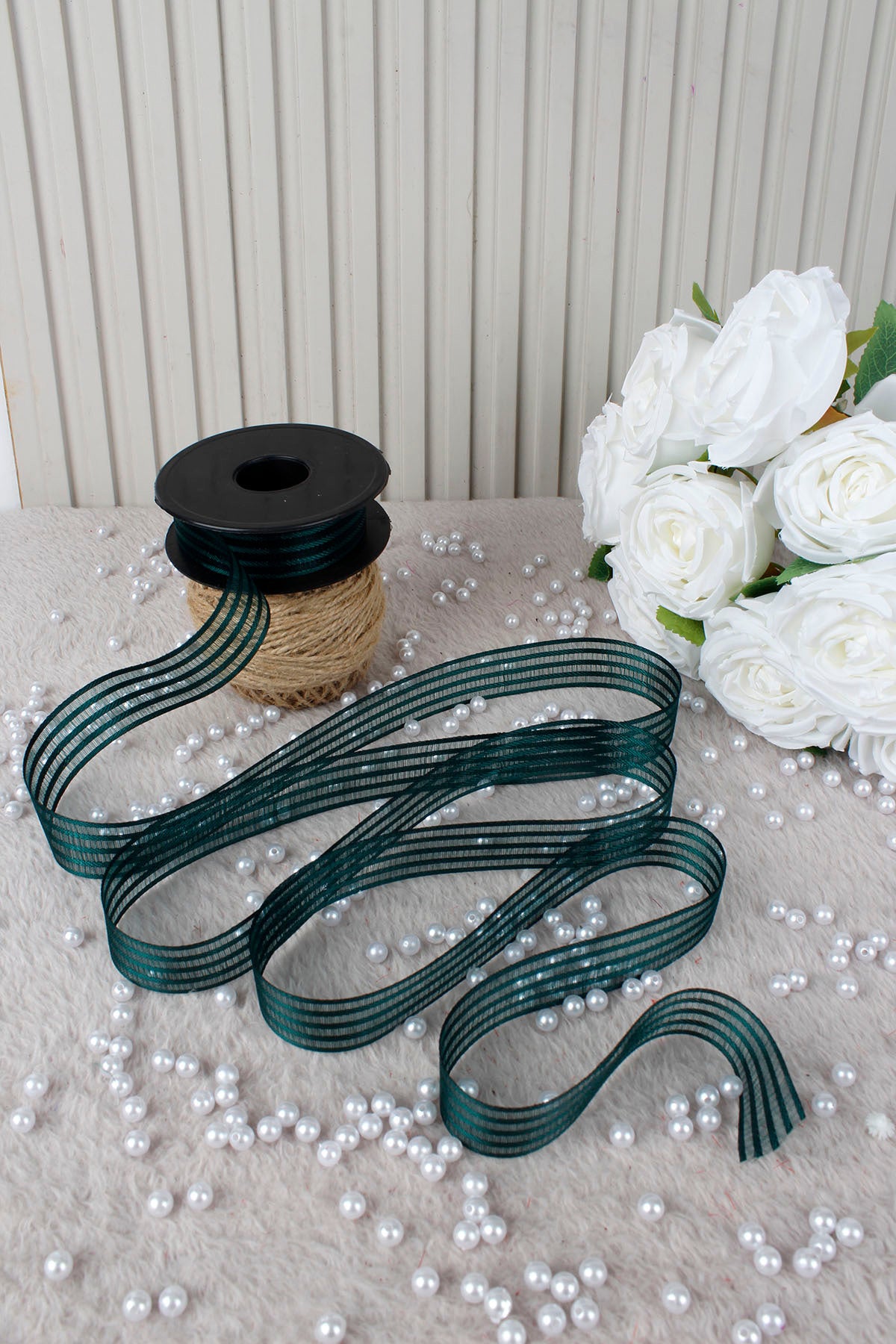 Hilton Çizgili Şifon Kurdele 2.5 cm 20 mt - Bohça, Nikah, Nişan, Çeyiz, Hediye, Süsleme, Parti
