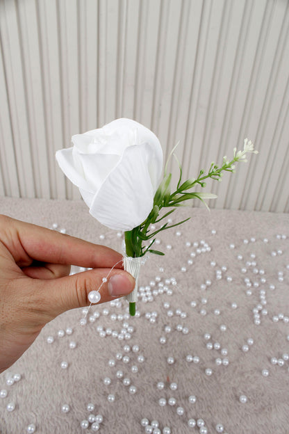 Beyaz Gül ve Pıtırcık Dallı Gelin Çiçeği, Buketi – Nişan, Söz, Düğün, Nikah, Kına, Fotoğraf Çekimi