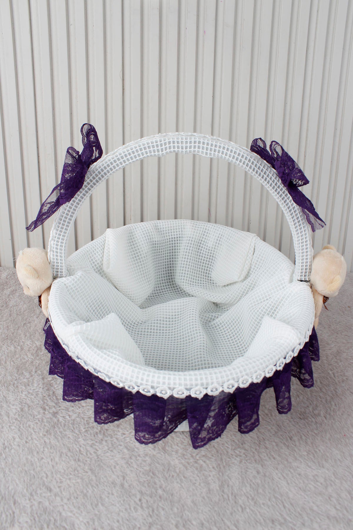 Dantelli Ayıcıklı Bebek Sepeti - Baby Shower, Yeni Doğan, Mevlüt, Kırk Uçurma, Hediyelik