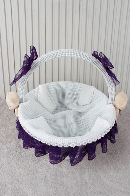Dantelli Ayıcıklı Bebek Sepeti - Baby Shower, Yeni Doğan, Mevlüt, Kırk Uçurma, Hediyelik