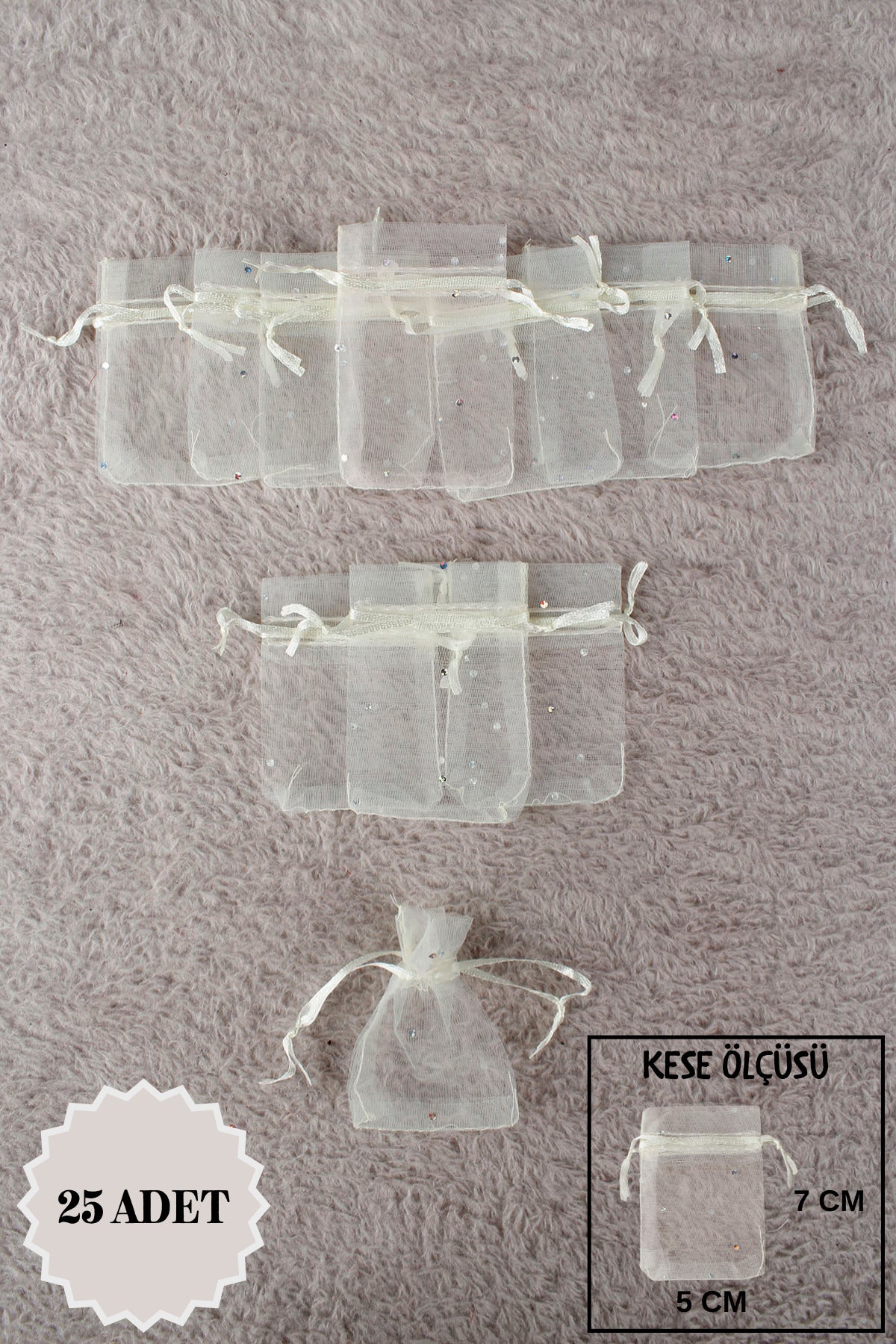 Pul Baskılı Tül Kese 10 Adet 24x34 Cm Kına, Havlu Terlik Seccade Çeyiz Hediye Yasin Yazma Bohça