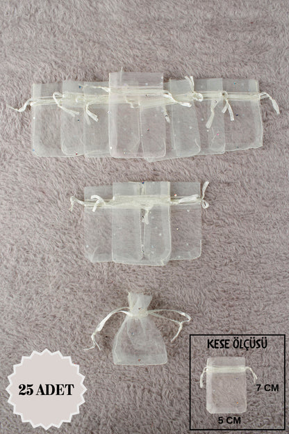 Pul Baskılı Tül Kese 10 Adet 24x34 Cm Kına, Havlu Terlik Seccade Çeyiz Hediye Yasin Yazma Bohça
