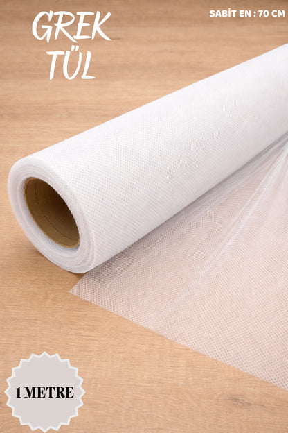 İran Grek Tül Boy 1 Metre En 70 Cm - Nişan Kına Düğün Bohça Kapı Doğum Parti Çeyiz Süslemesi