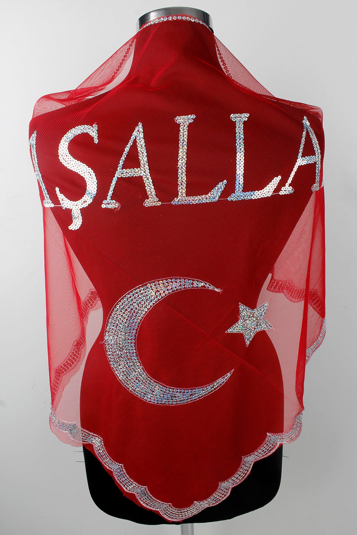 Şifon Lüks Gümüş Başak Biyeli Omuz Örtüsü Şalı - Damat, Sağdıç, Nedime, Asker Kına Düğün
