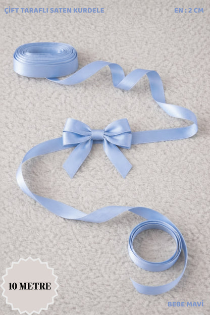 Saten Kurdele 2 cm 10mt - Bohça, Nikah, Nişan, Çeyiz, Hediye, Süsleme, Doğum Günü, Parti