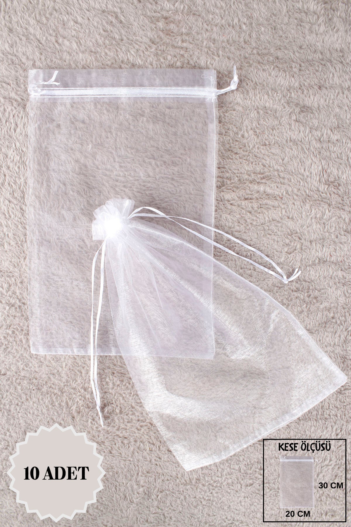 Pul Baskılı Tül Kese 10 Adet 24x34 Cm Kına, Havlu Terlik Seccade Çeyiz Hediye Yasin Yazma Bohça