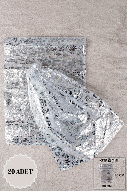 Düz Organze Tül Kese 50 Adet 9x12 Cm Kına, Çerez, Kuruyemiş Hediyelik Altın Söz Bohça Tesbih