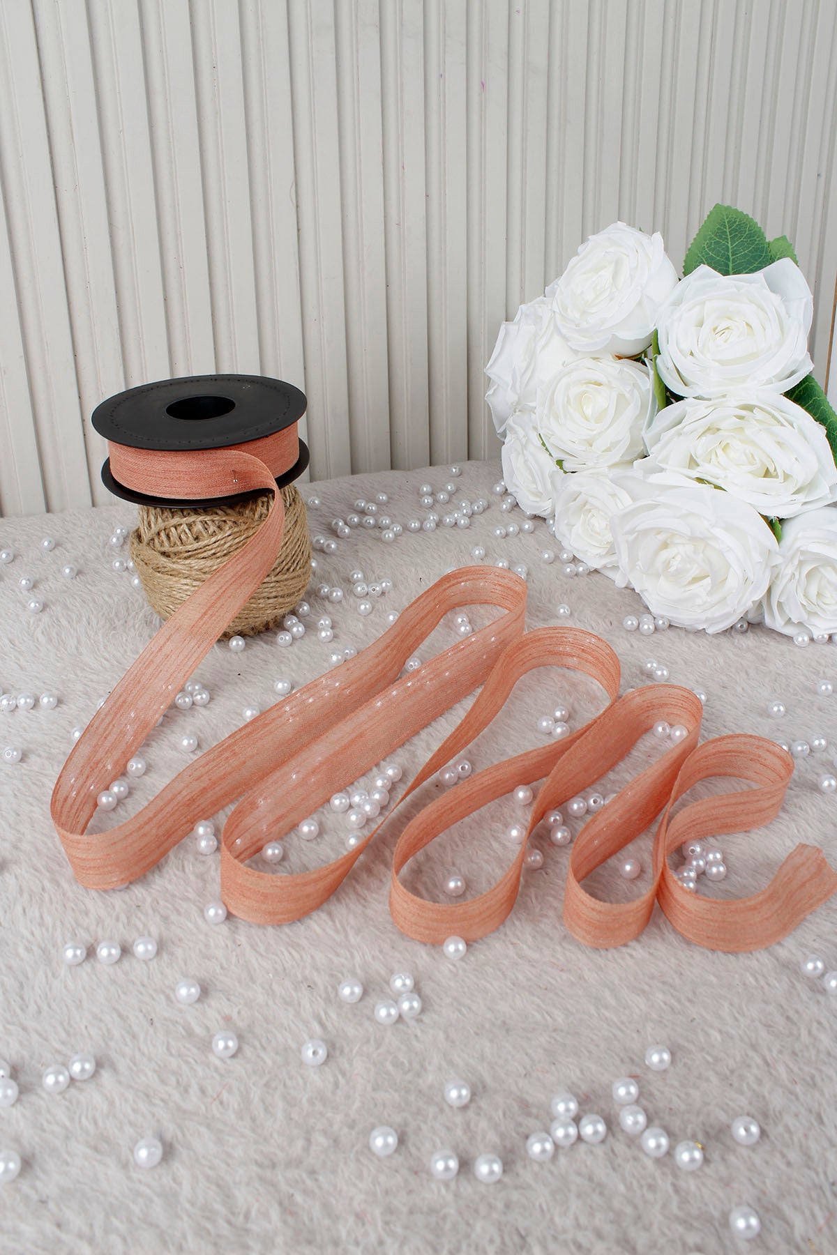 Kapiçino Napoli Keten Kurdele 2.5 cm 20 mt - Bohça, Nikah, Nişan, Çeyiz, Hediye, Süsleme, Parti