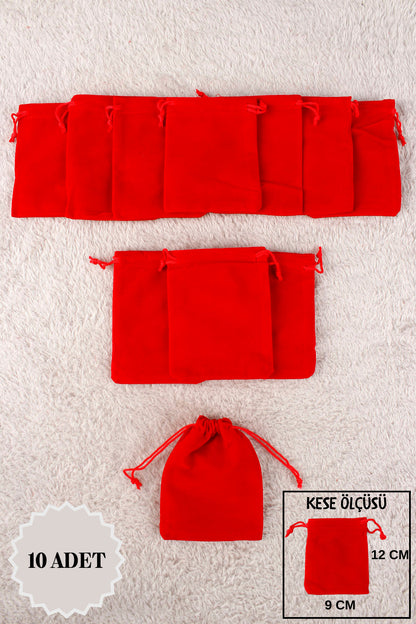 Pul Baskılı Tül Kese 10 Adet 24x34 Cm Kına, Havlu Terlik Seccade Çeyiz Hediye Yasin Yazma Bohça