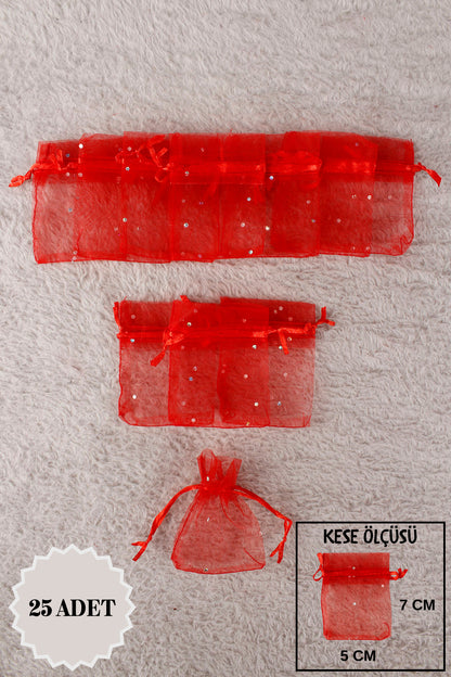 Pul Baskılı Tül Kese 10 Adet 24x34 Cm Kına, Havlu Terlik Seccade Çeyiz Hediye Yasin Yazma Bohça