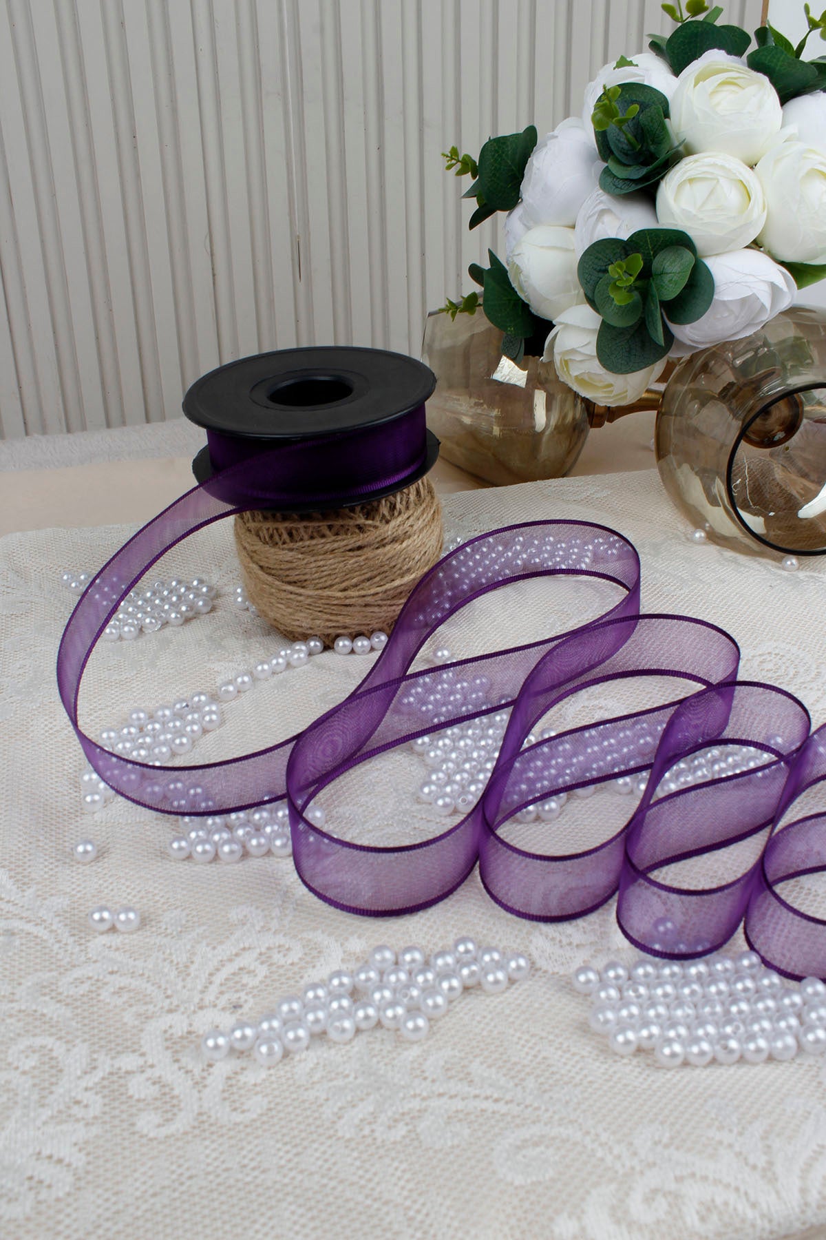 Şifon Kurdele 2.5 cm 20 mt - Bohça,Nikah,Nişan,Çeyiz,Hediye,Süsleme,Doğum Günü,Parti