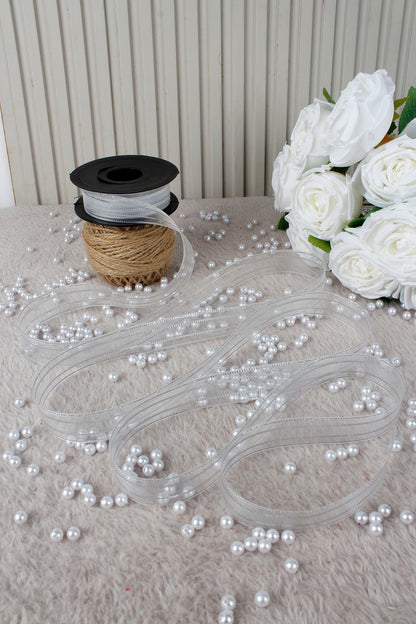 Hilton Çizgili Şifon Kurdele 2.5 cm 20 mt - Bohça, Nikah, Nişan, Çeyiz, Hediye, Süsleme, Parti