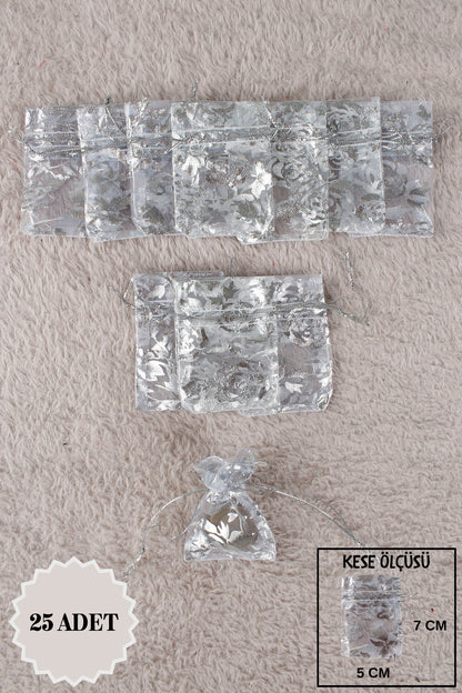 Pul Baskılı Tül Kese 10 Adet 24x34 Cm Kına, Havlu Terlik Seccade Çeyiz Hediye Yasin Yazma Bohça