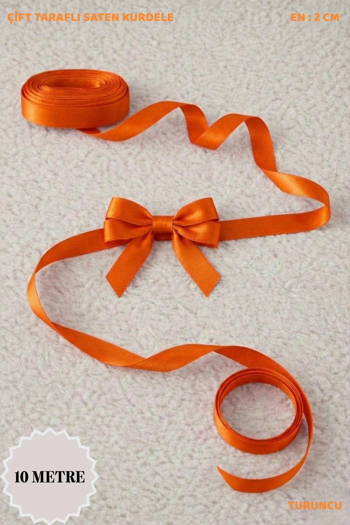 Saten Kurdele 2 cm 10mt - Bohça, Nikah, Nişan, Çeyiz, Hediye, Süsleme, Doğum Günü, Parti