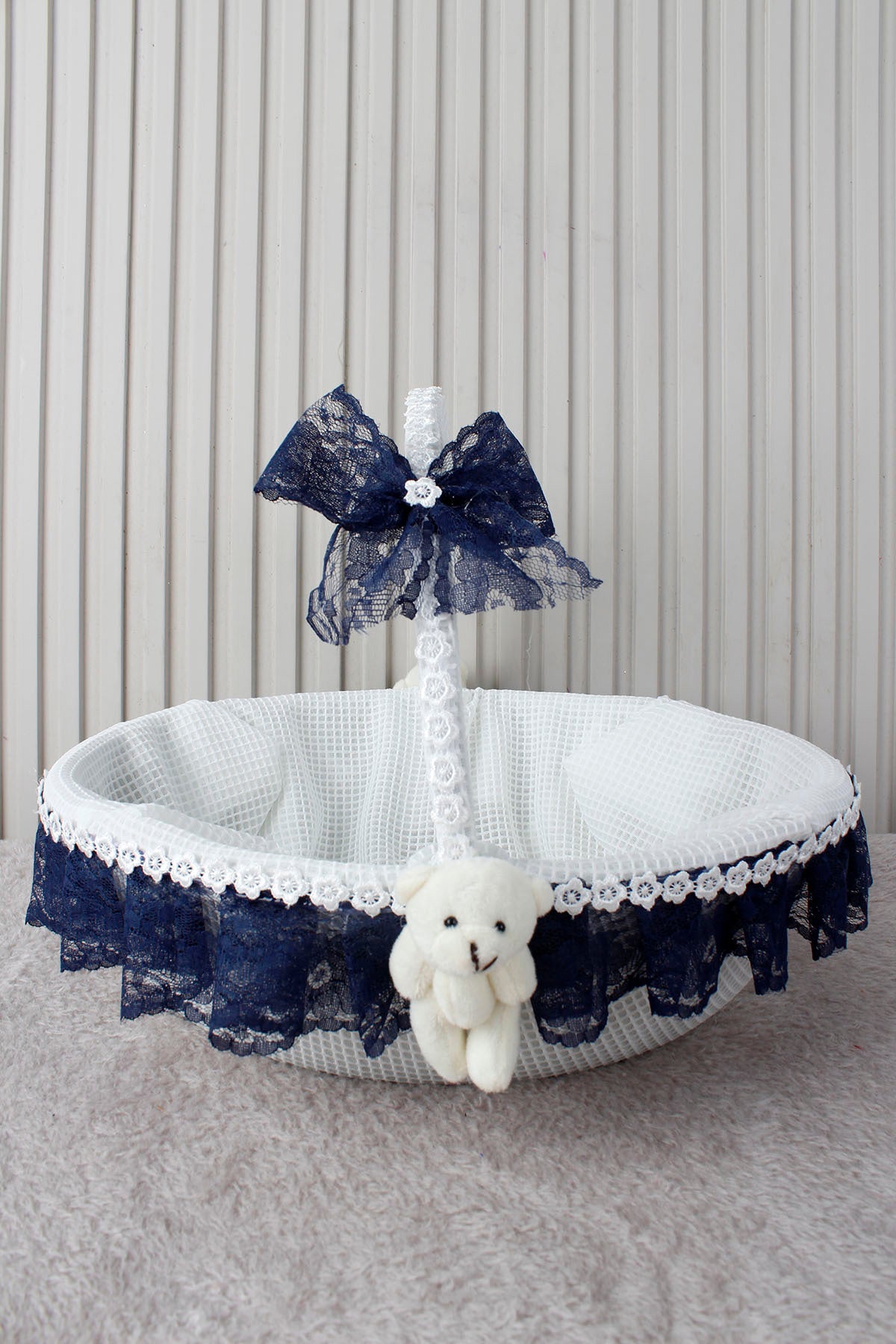 Dantelli Ayıcıklı Bebek Sepeti - Baby Shower, Yeni Doğan, Mevlüt, Kırk Uçurma, Hediyelik
