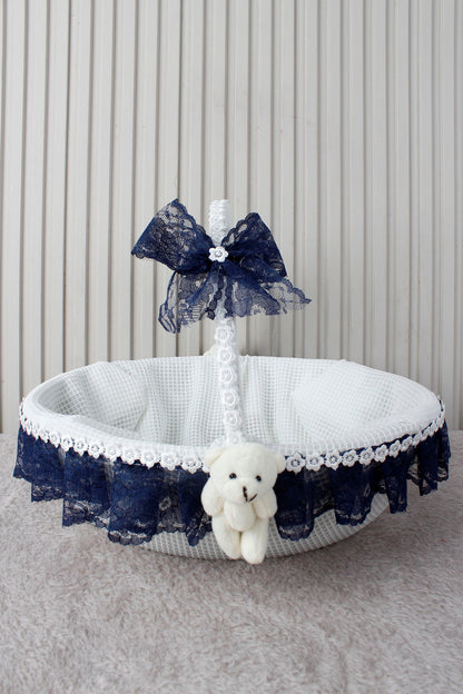 Dantelli Ayıcıklı Bebek Sepeti - Baby Shower, Yeni Doğan, Mevlüt, Kırk Uçurma, Hediyelik