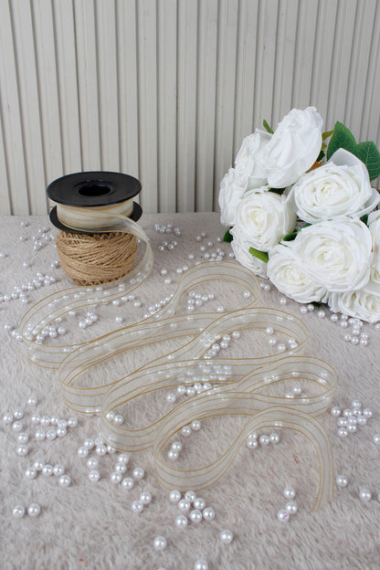 Hilton Çizgili Şifon Kurdele 2.5 cm 20 mt - Bohça, Nikah, Nişan, Çeyiz, Hediye, Süsleme, Parti