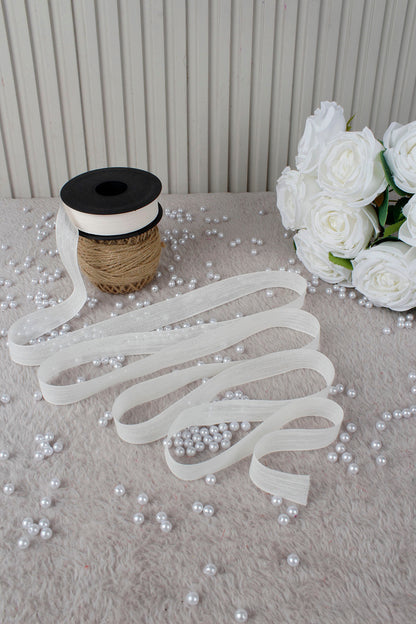 Kapiçino Napoli Keten Kurdele 2.5 cm 20 mt - Bohça, Nikah, Nişan, Çeyiz, Hediye, Süsleme, Parti
