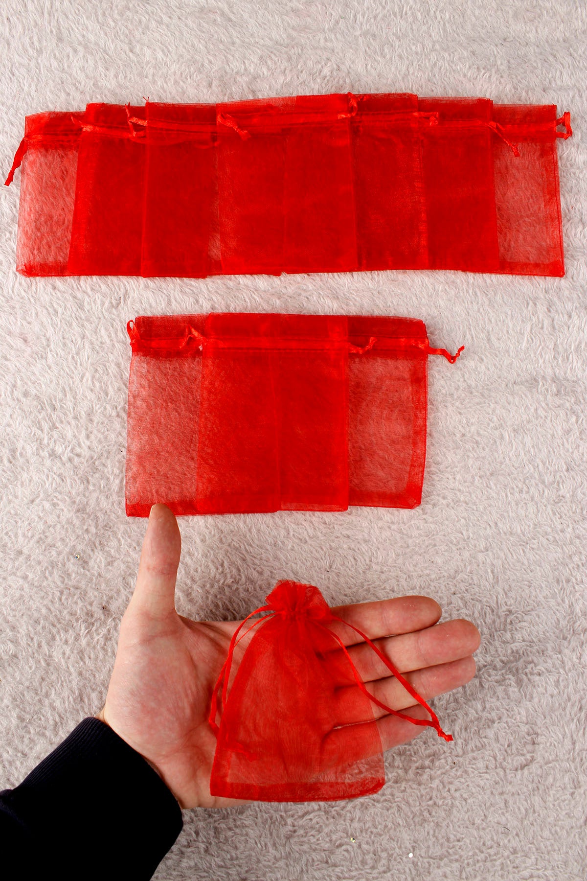 Düz Organze Tül Kese 50 Adet 9x12 Cm Kına, Çerez, Kuruyemiş Hediyelik Altın Söz Bohça Tesbih