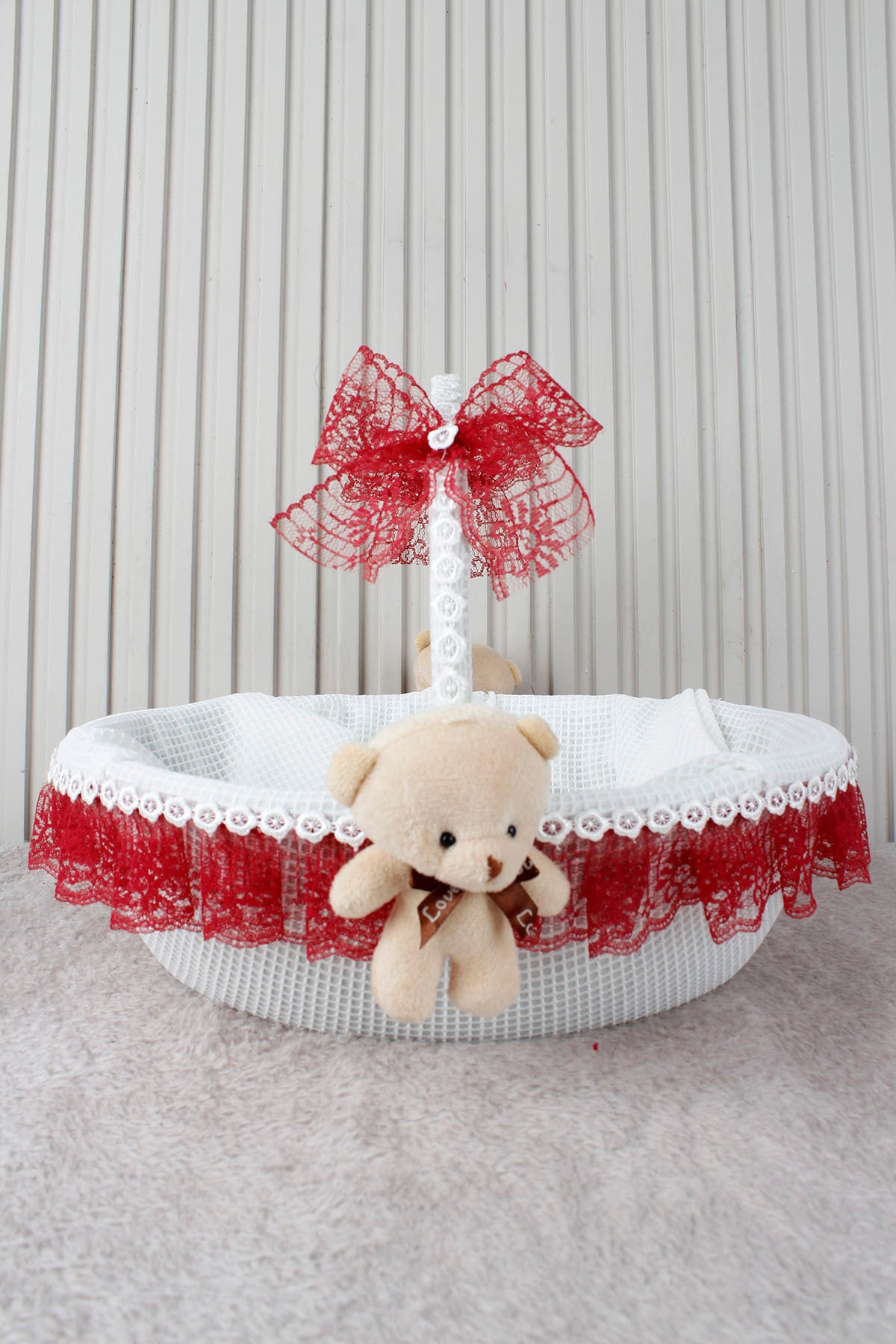 Dantelli Ayıcıklı Bebek Sepeti - Baby Shower, Yeni Doğan, Mevlüt, Kırk Uçurma, Hediyelik