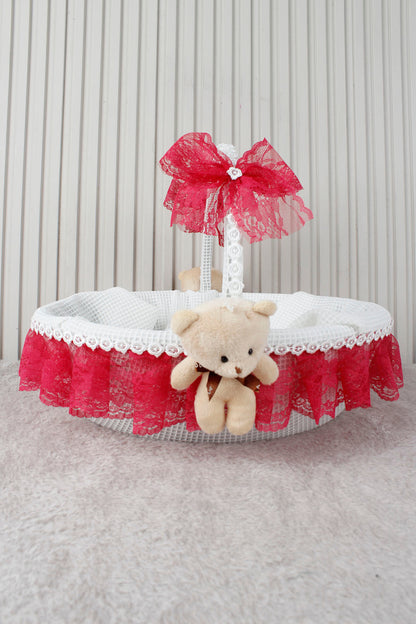 Dantelli Ayıcıklı Bebek Sepeti - Baby Shower, Yeni Doğan, Mevlüt, Kırk Uçurma, Hediyelik