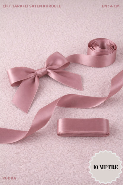 Saten Kurdele 4 cm 10mt - Bohça, Nikah, Nişan, Çeyiz, Hediye, Süsleme, Doğum Günü, Parti